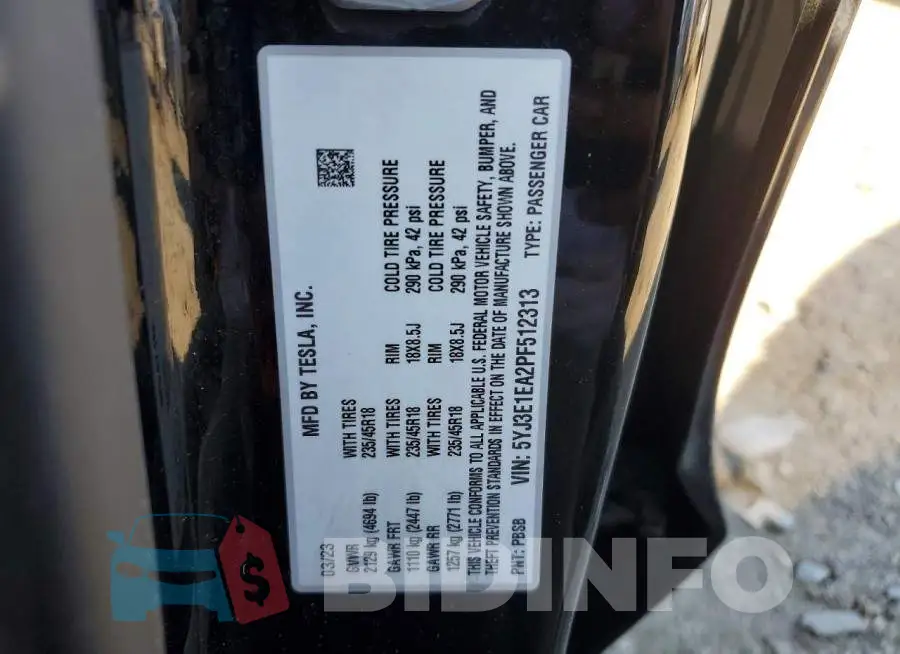 5YJ3E1EA2PF512313 Photo# 12