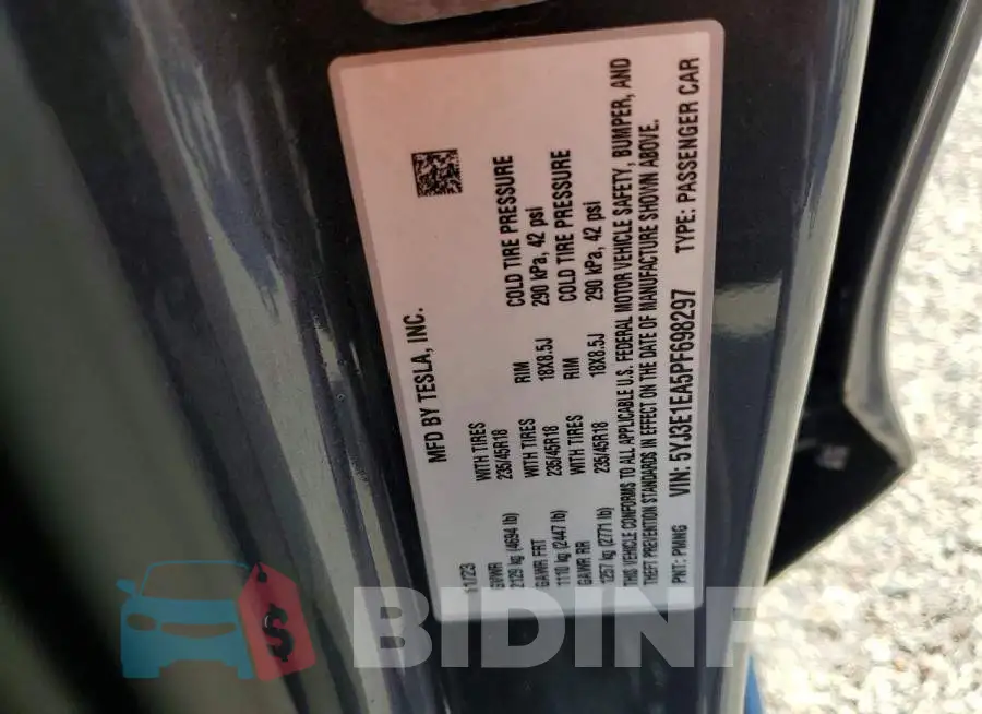 5YJ3E1EA5PF698297 Photo# 12