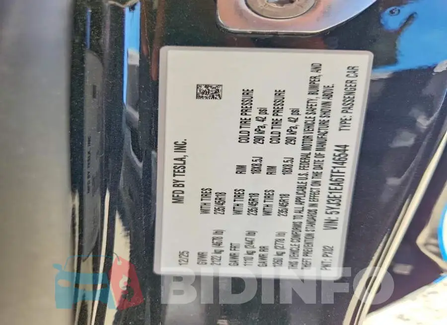 5YJ3E1EA6TF146544 Photo# 12