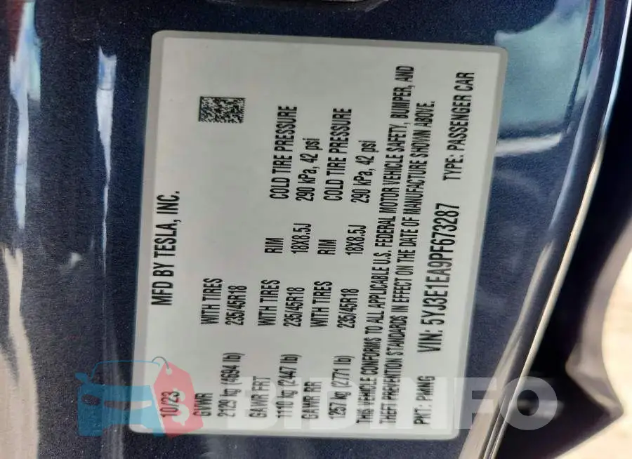 5YJ3E1EA9PF673287 Photo# 12