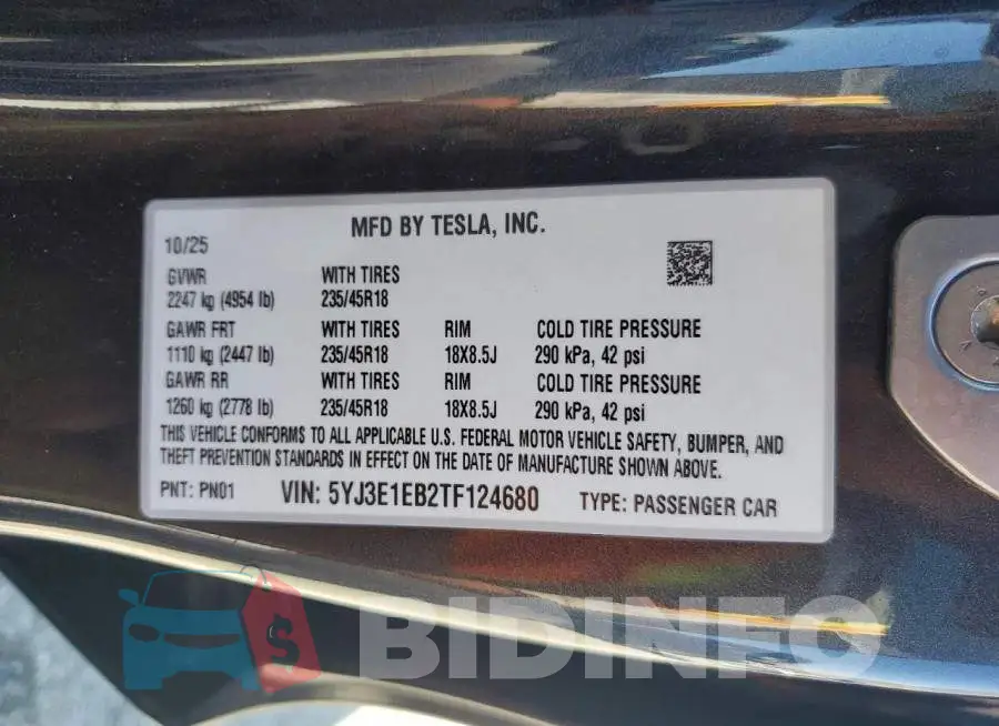 5YJ3E1EB2TF124680 Photo# 12