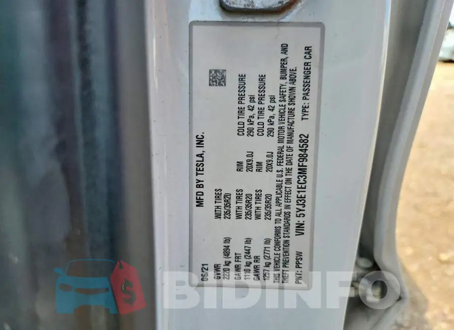 5YJ3E1EC3MF984582 Photo# 12