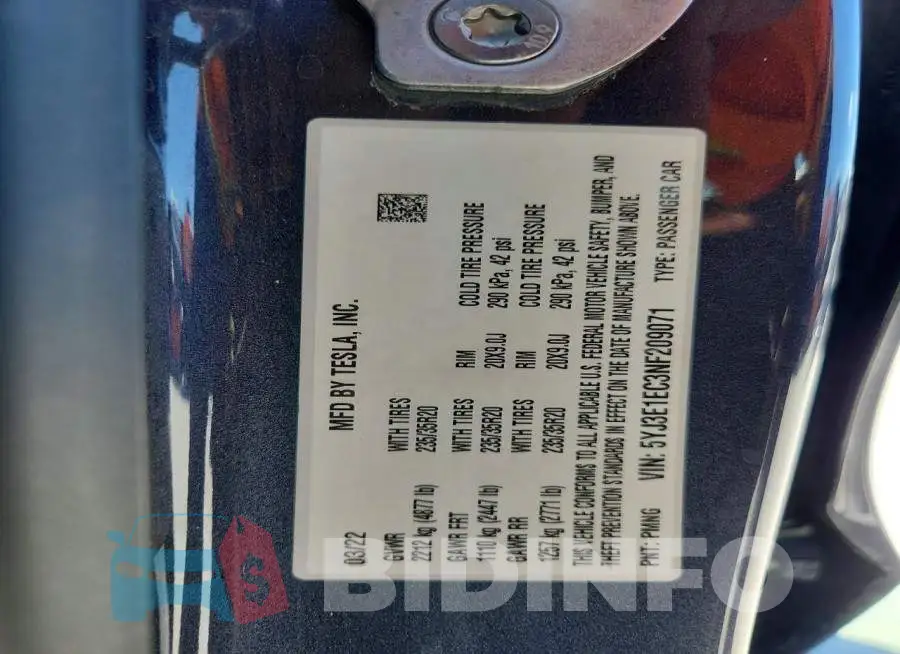 5YJ3E1EC3NF209071 Photo# 13
