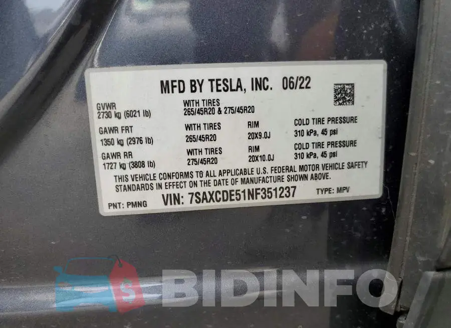 7SAXCDE51NF351237 Photo# 13