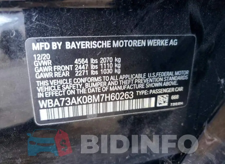 WBA73AK08M7H60263 Photo# 12