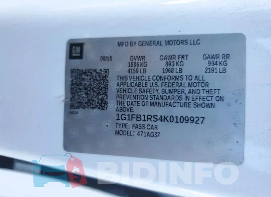 1G1FB1RS4K0109927 Photo# 13