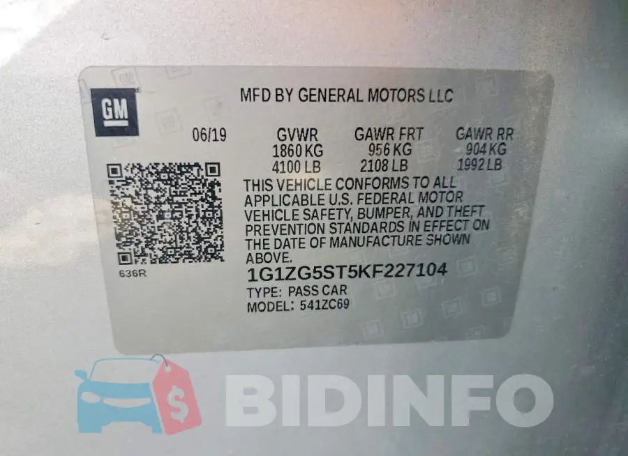 1G1ZG5ST5KF227104 Photo# 12