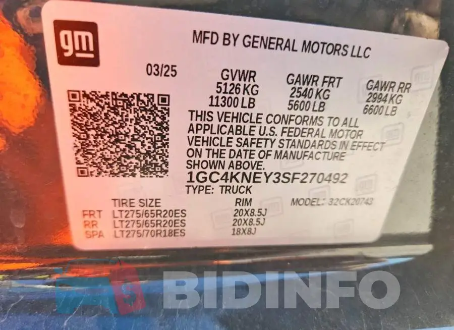 1GC4KNEY3SF270492 Photo# 12