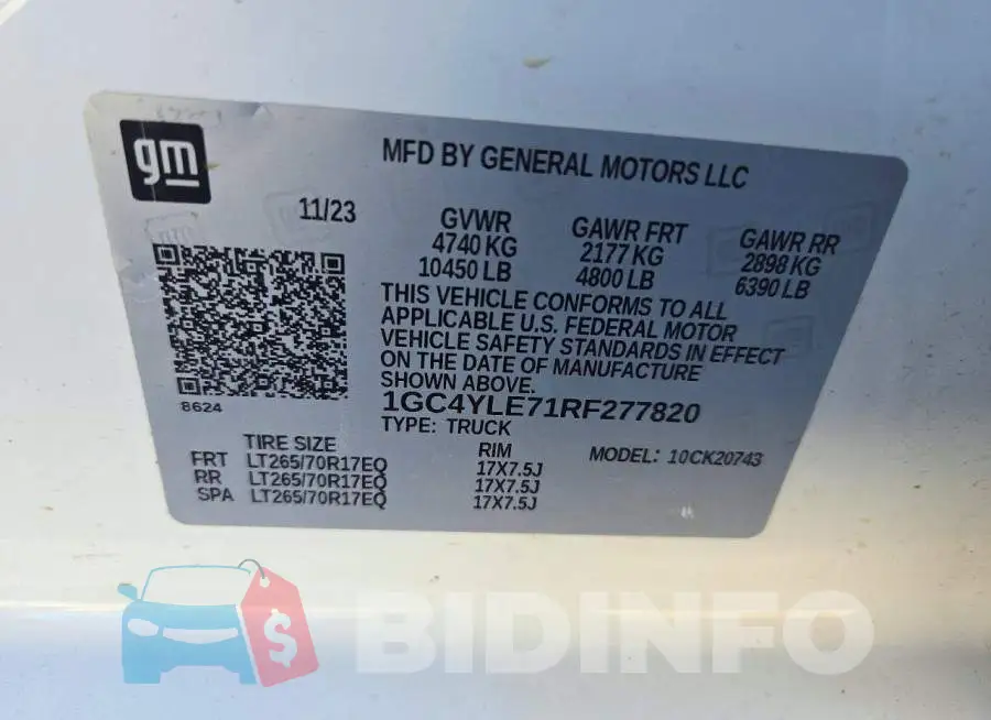 1GC4YLE71RF277820 Photo# 12