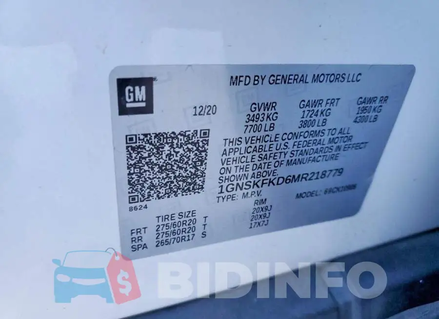 1GNSKFKD6MR218779 Photo# 13