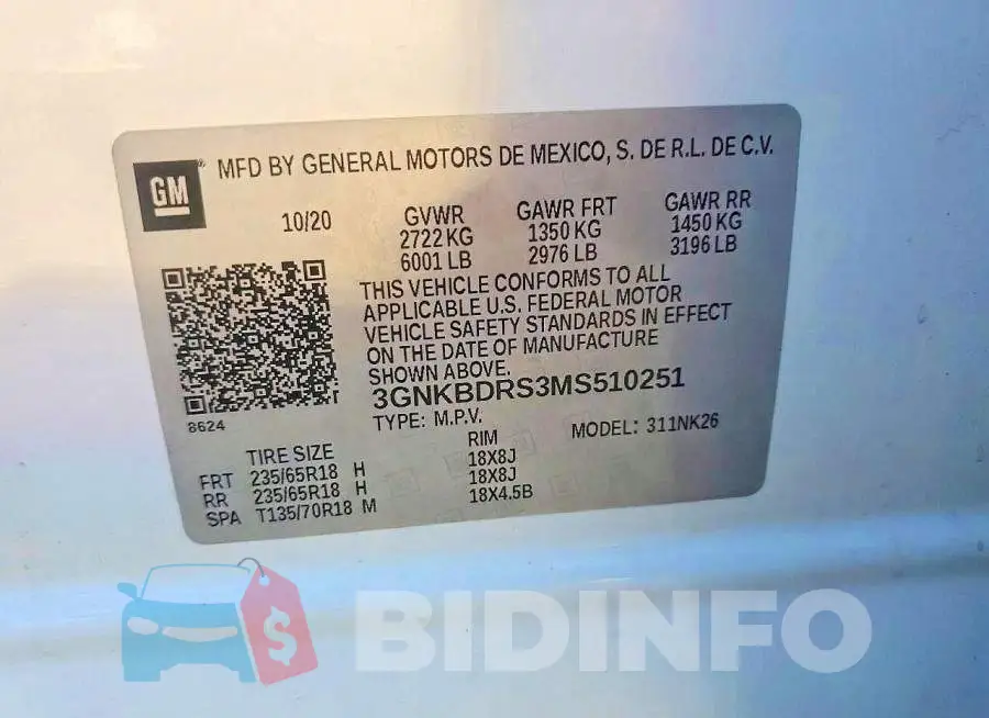3GNKBDRS3MS510251 Photo# 12