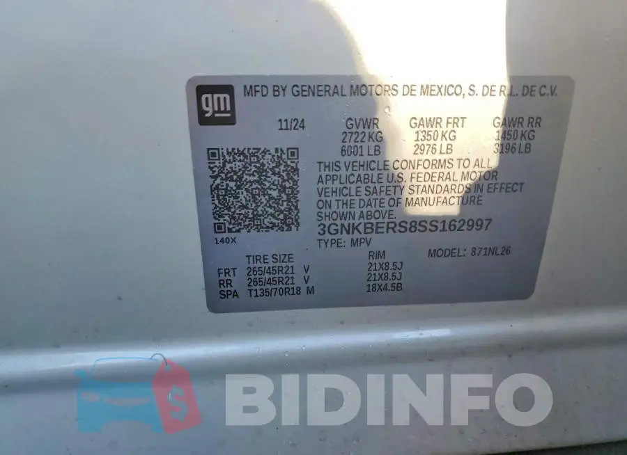 3GNKBERS8SS162997 Photo# 12