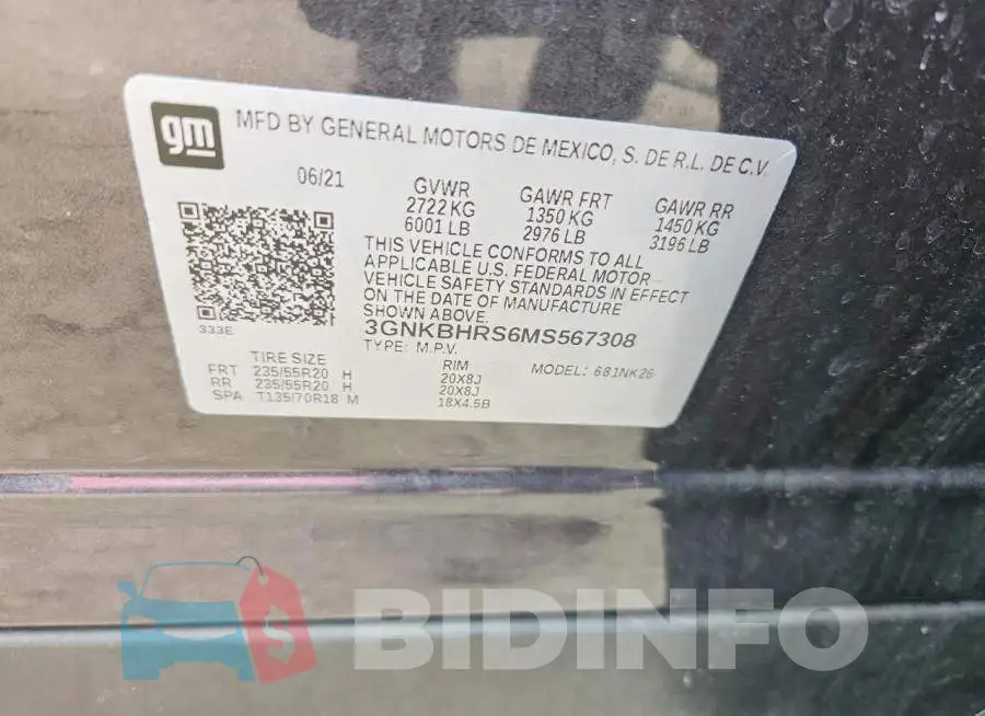 3GNKBHRS6MS567308 Photo# 12