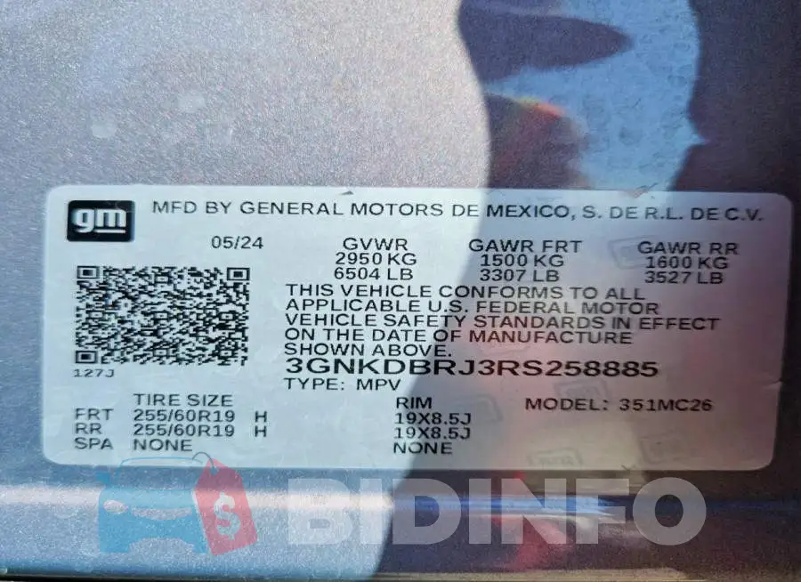 3GNKDBRJ3RS258885 Photo# 14