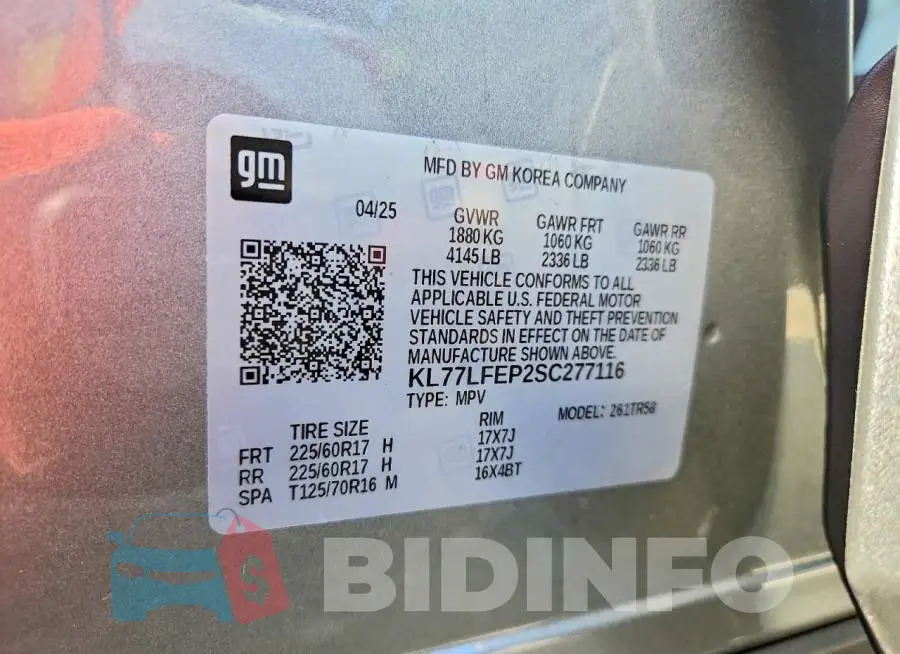 KL77LFEP2SC277116 Photo# 13
