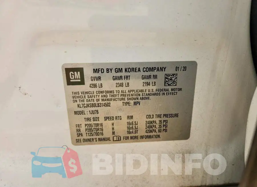 KL7CJKSB0LB314502 Photo# 12