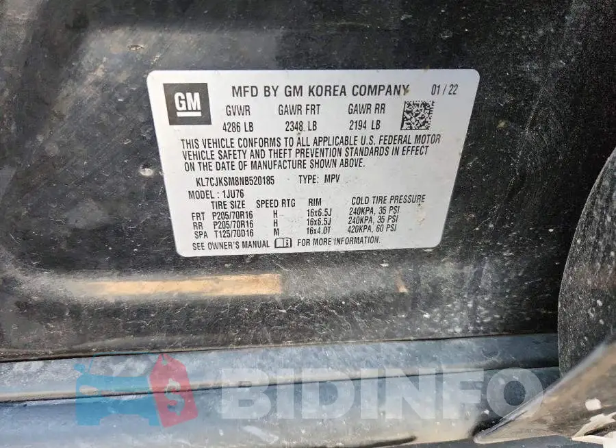 KL7CJKSM8NB520185 Photo# 13