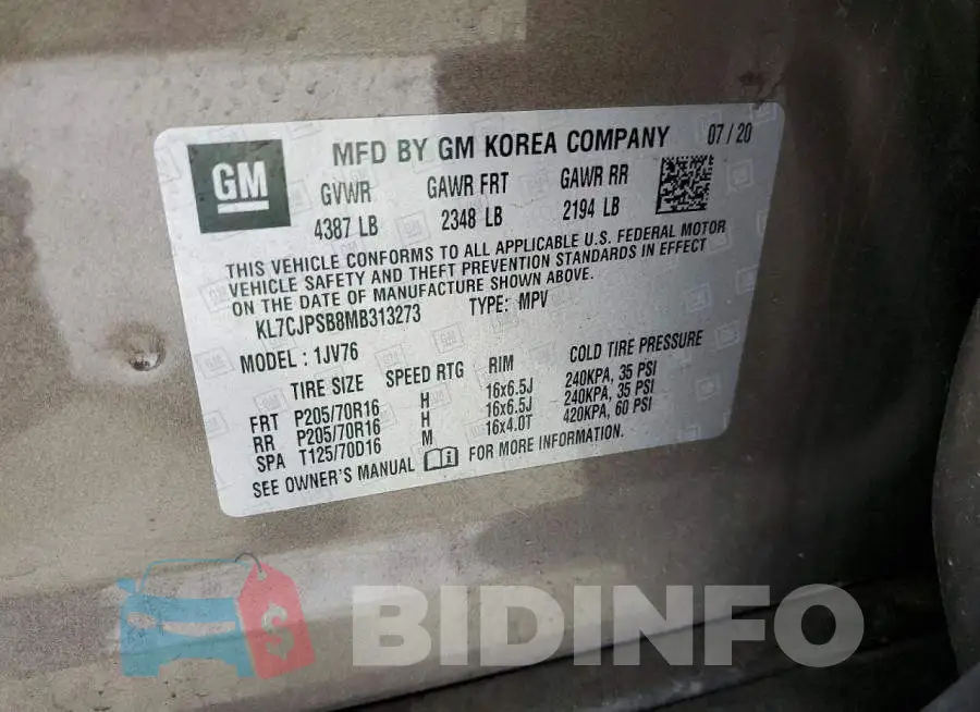 KL7CJPSB8MB313273 Photo# 12