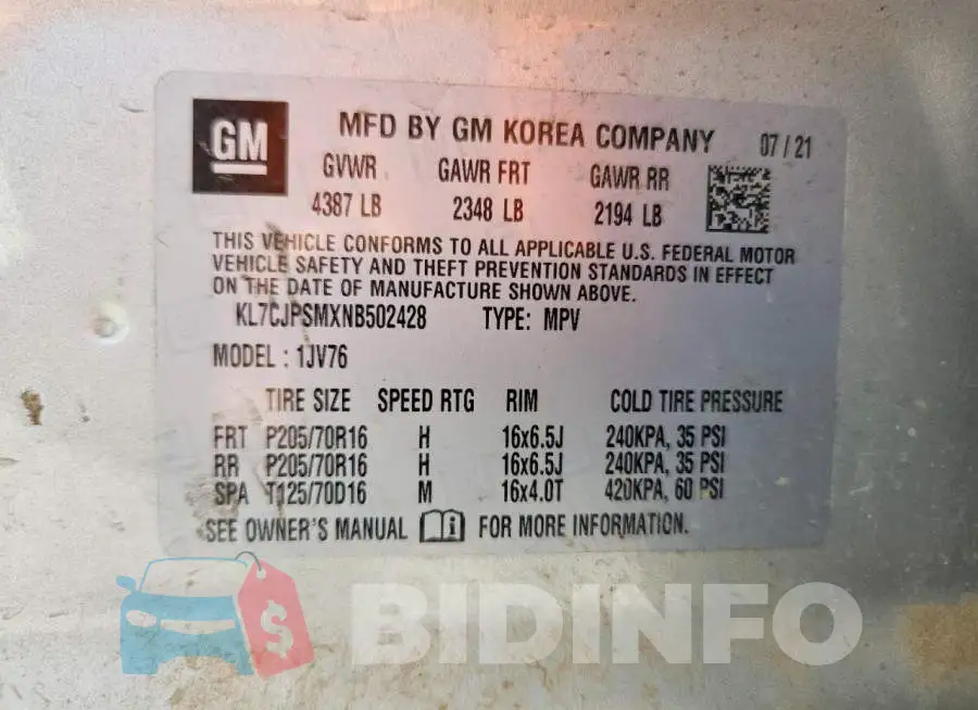 KL7CJPSMXNB502428 Photo# 14