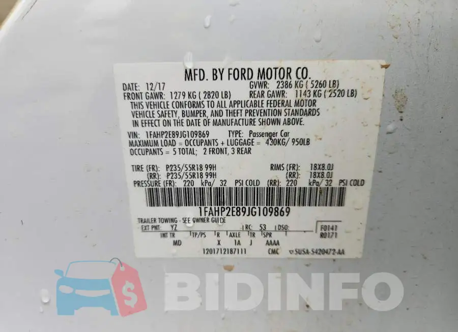 1FAHP2E89JG109869 Photo# 13