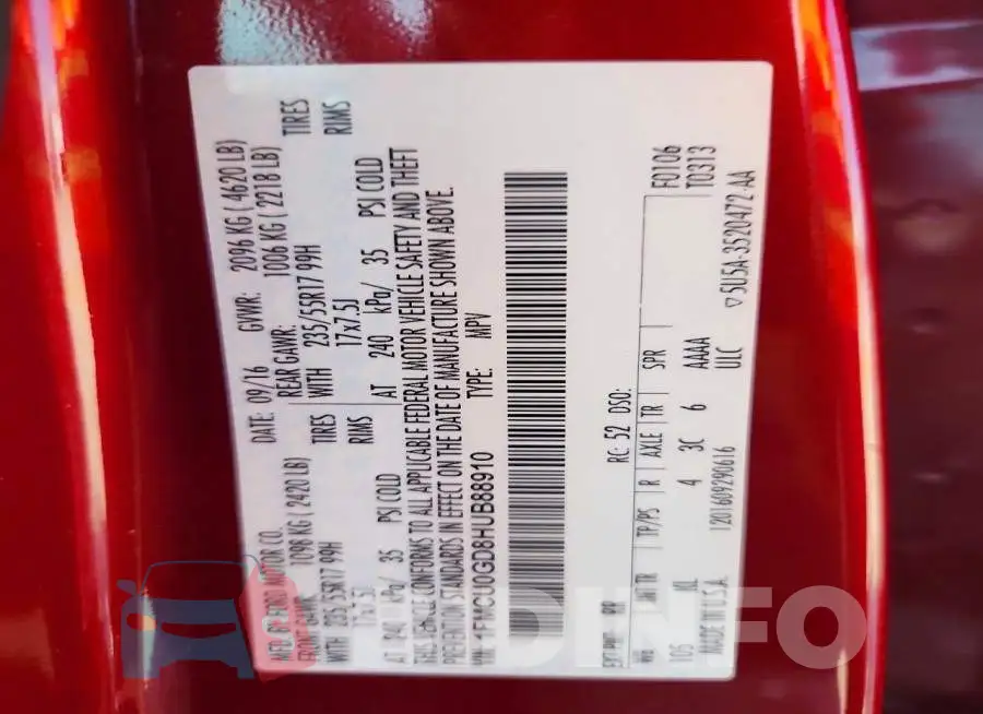 1FMCU0GD8HUB88910 Photo# 12
