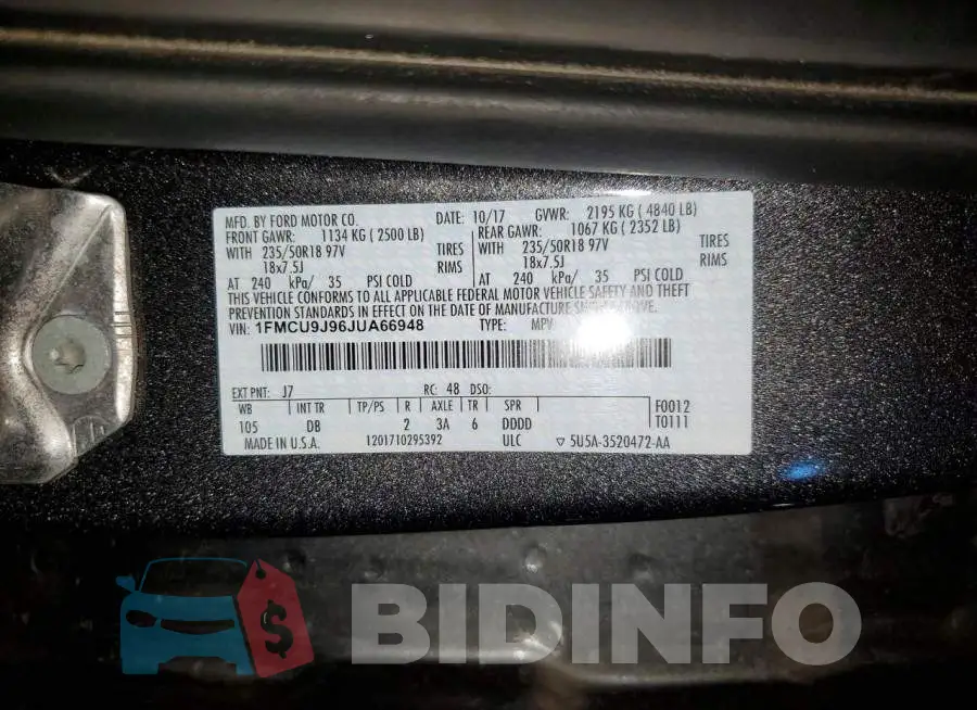1FMCU9J96JUA66948 Photo# 13