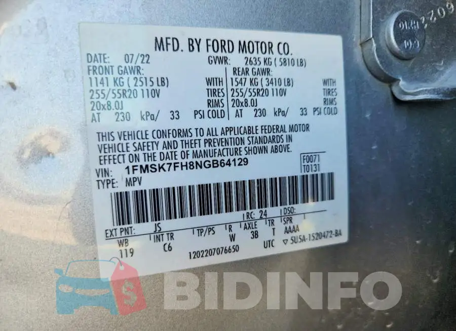 1FMSK7FH8NGB64129 Photo# 13