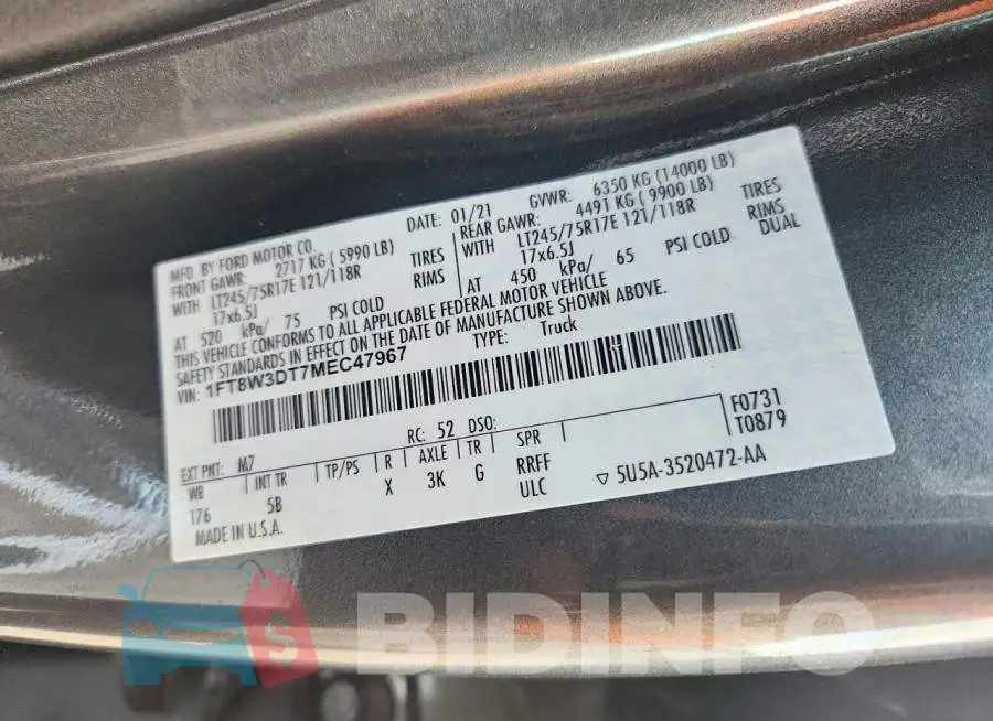 1FT8W3DT7MEC47967 Photo# 13