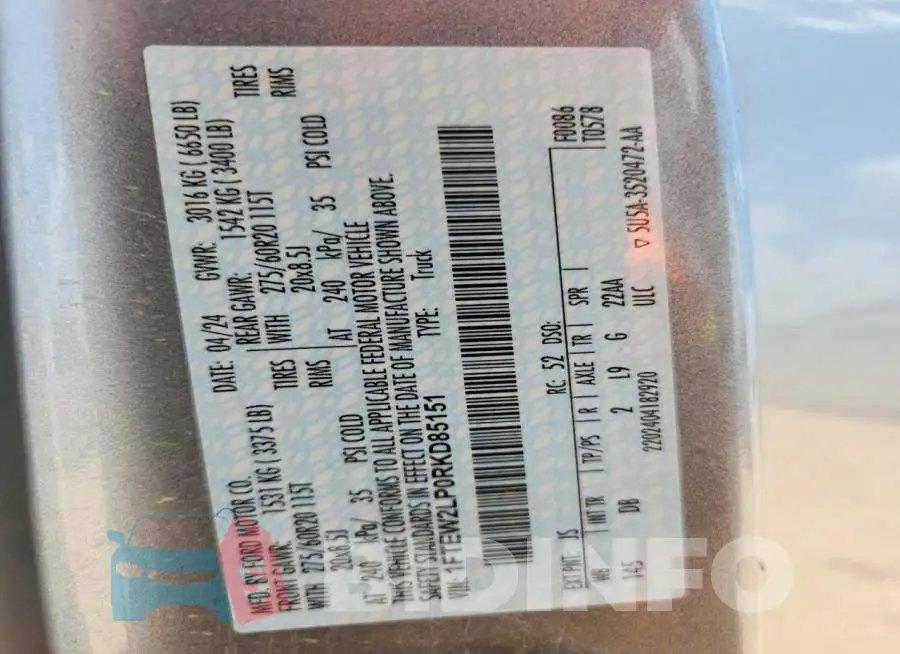 1FTEW2LP0RKD85151 Photo# 12