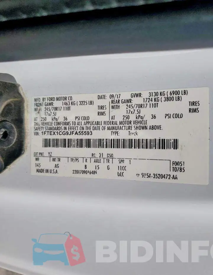 1FTEX1CG9JFA55593 Photo# 12