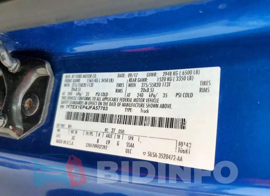 1FTEX1EP4JFA57703 Photo# 12
