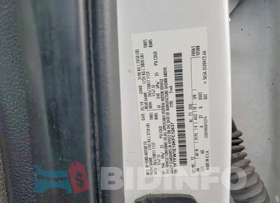 1FTFW1E19KFC12637 Photo# 12