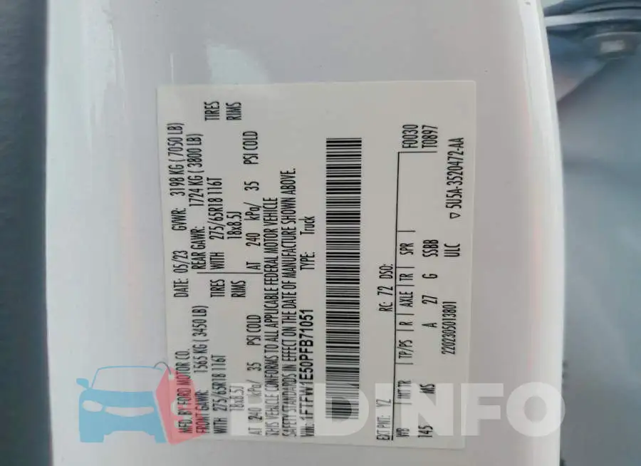 1FTFW1E50PFB71051 Photo# 12