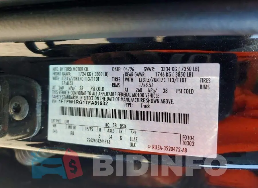 1FTFW1RG1TFA81932 Photo# 12