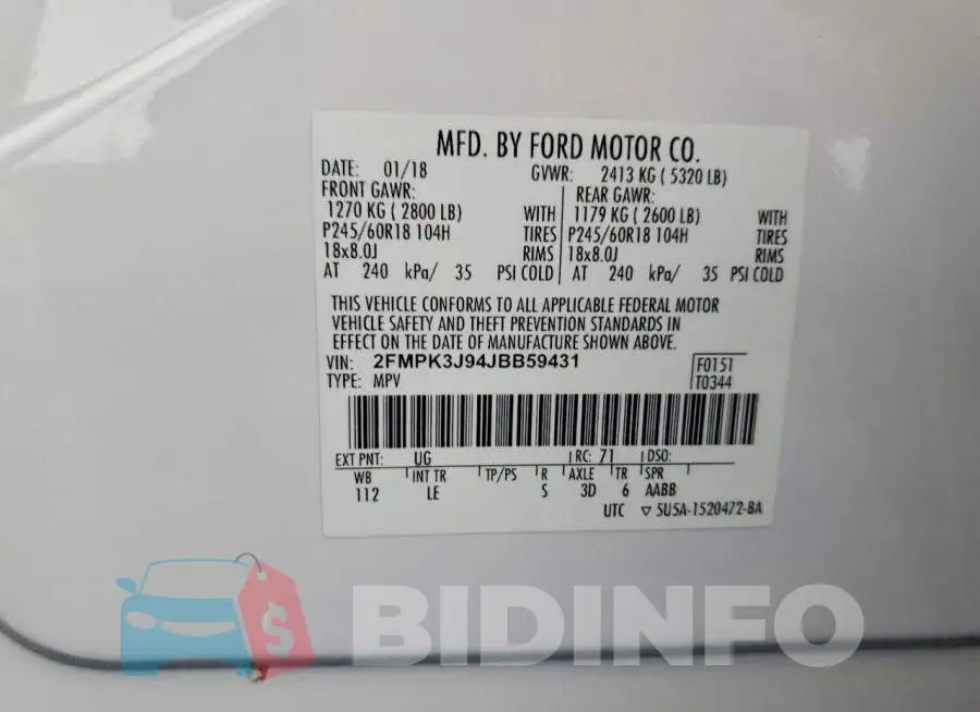 2FMPK3J94JBB59431 Photo# 12