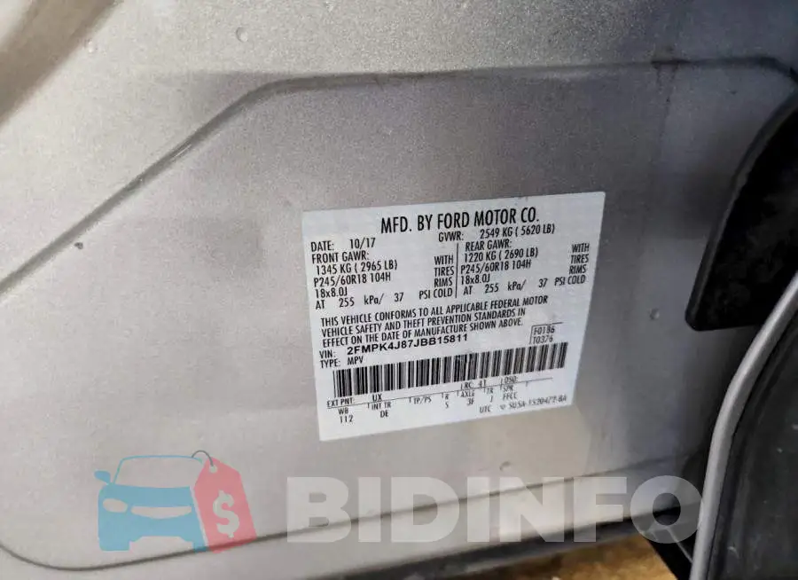 2FMPK4J87JBB15811 Photo# 12