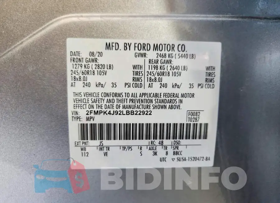 2FMPK4J92LBB22922 Photo# 12