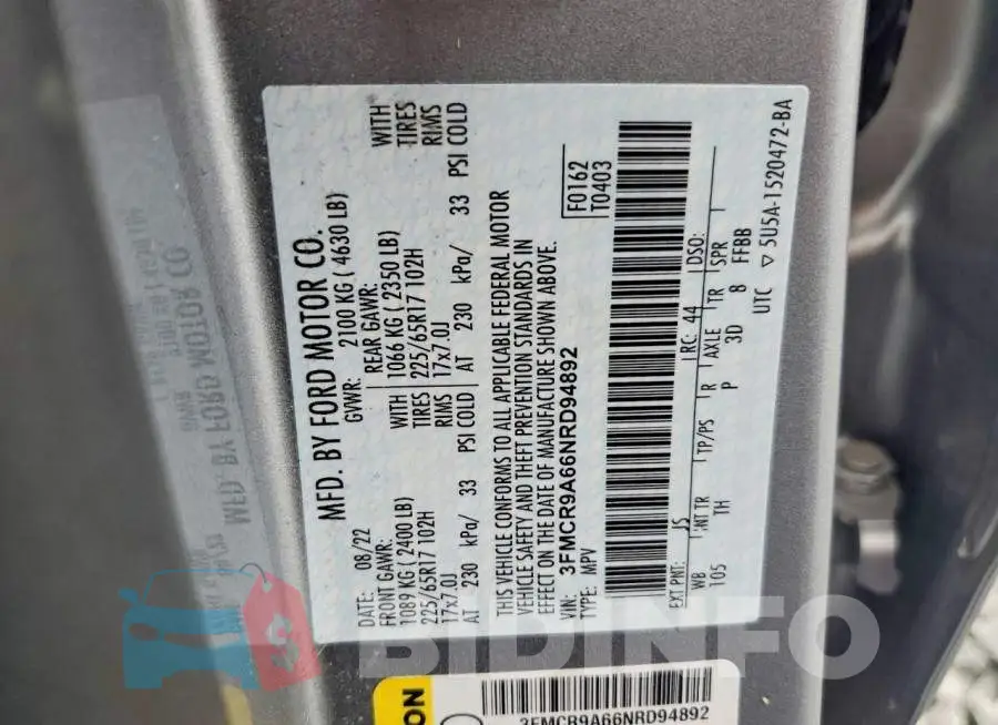 3FMCR9A66NRD94892 Photo# 13