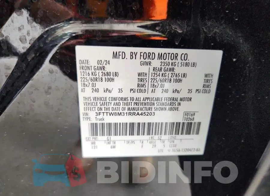 3FTTW8M31RRA45203 Photo# 12
