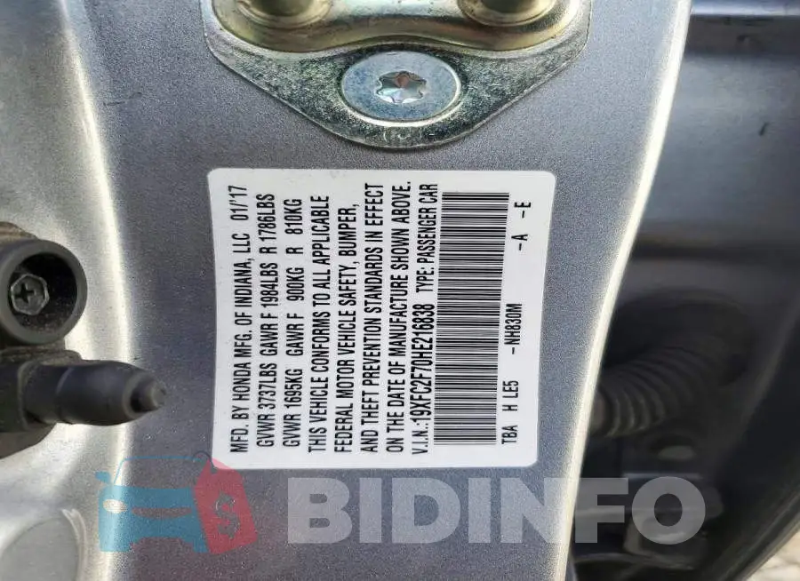 19XFC2F70HE216838 Photo# 12