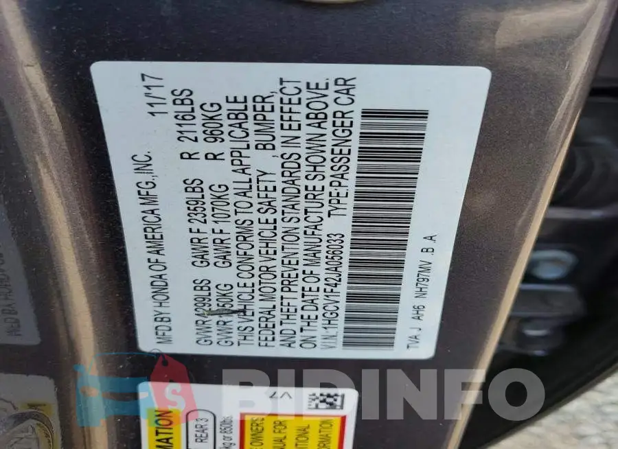1HGCV1F42JA056033 Photo# 12