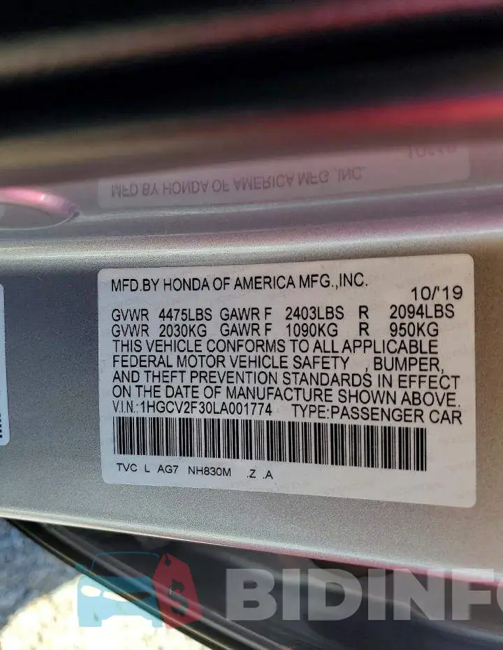 1HGCV2F30LA001774 Photo# 13