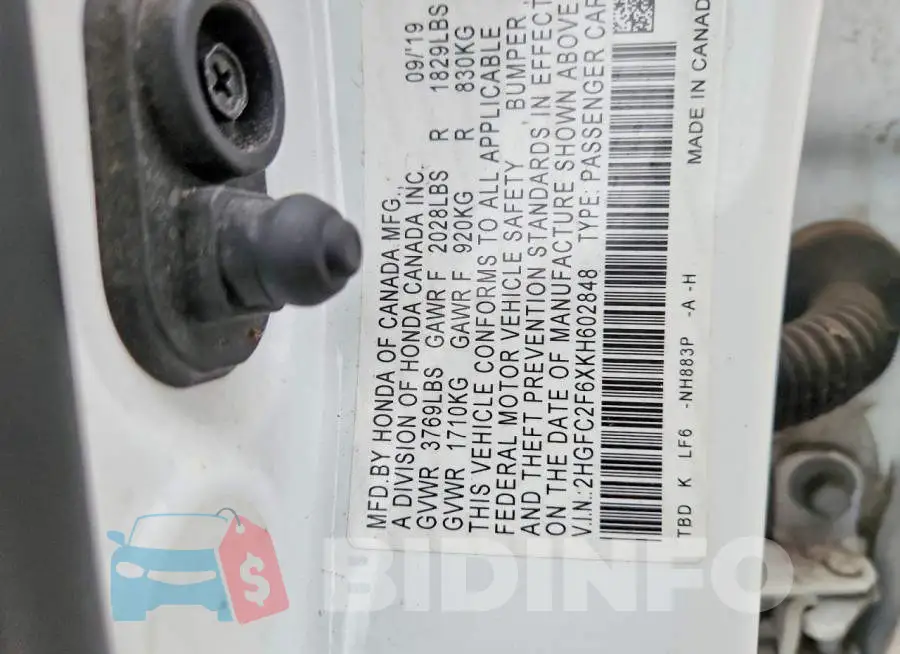 2HGFC2F6XKH602848 Photo# 12