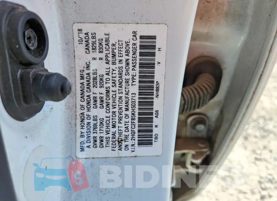 2HGFC2F85KH503713 Photo# 12