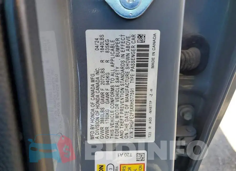 2HGFE2F5XRH577591 Photo# 12