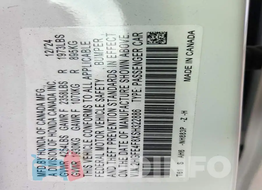 2HGFE4F8XSH322886 Photo# 12
