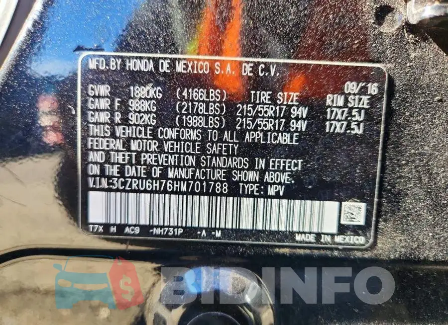 3CZRU6H76HM701788 Photo# 14