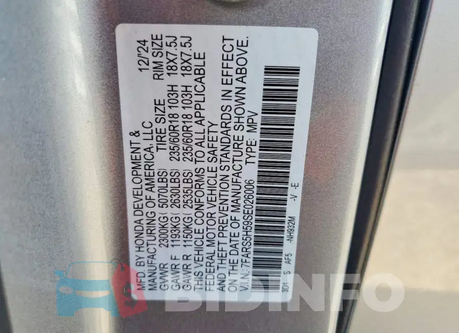 7FARS5H59SE026006 Photo# 13