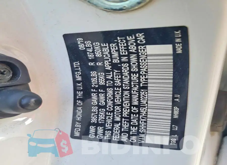 SHHFK7H45LU402251 Photo# 12