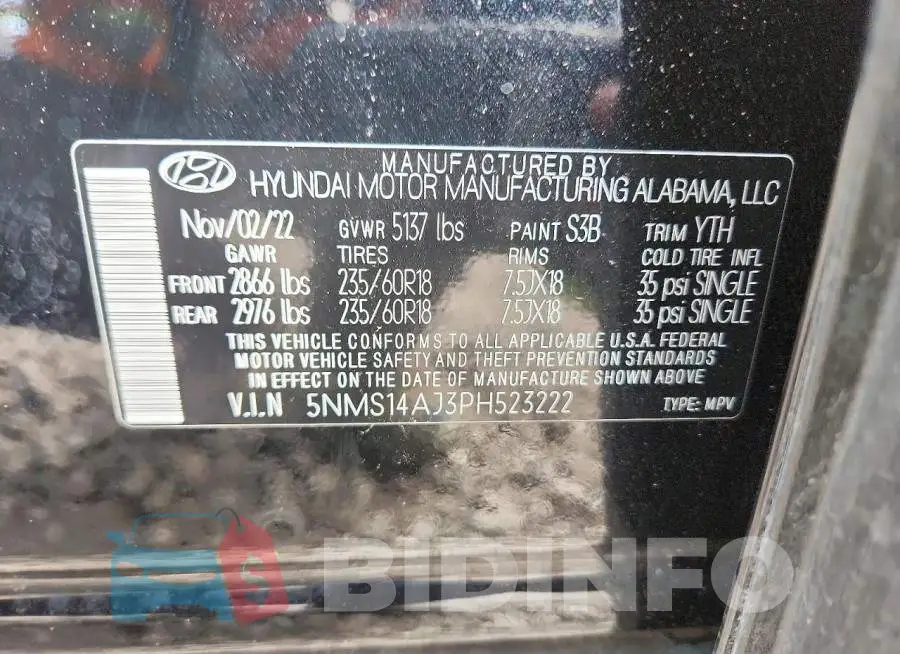 5NMS14AJ3PH523222 Photo# 12